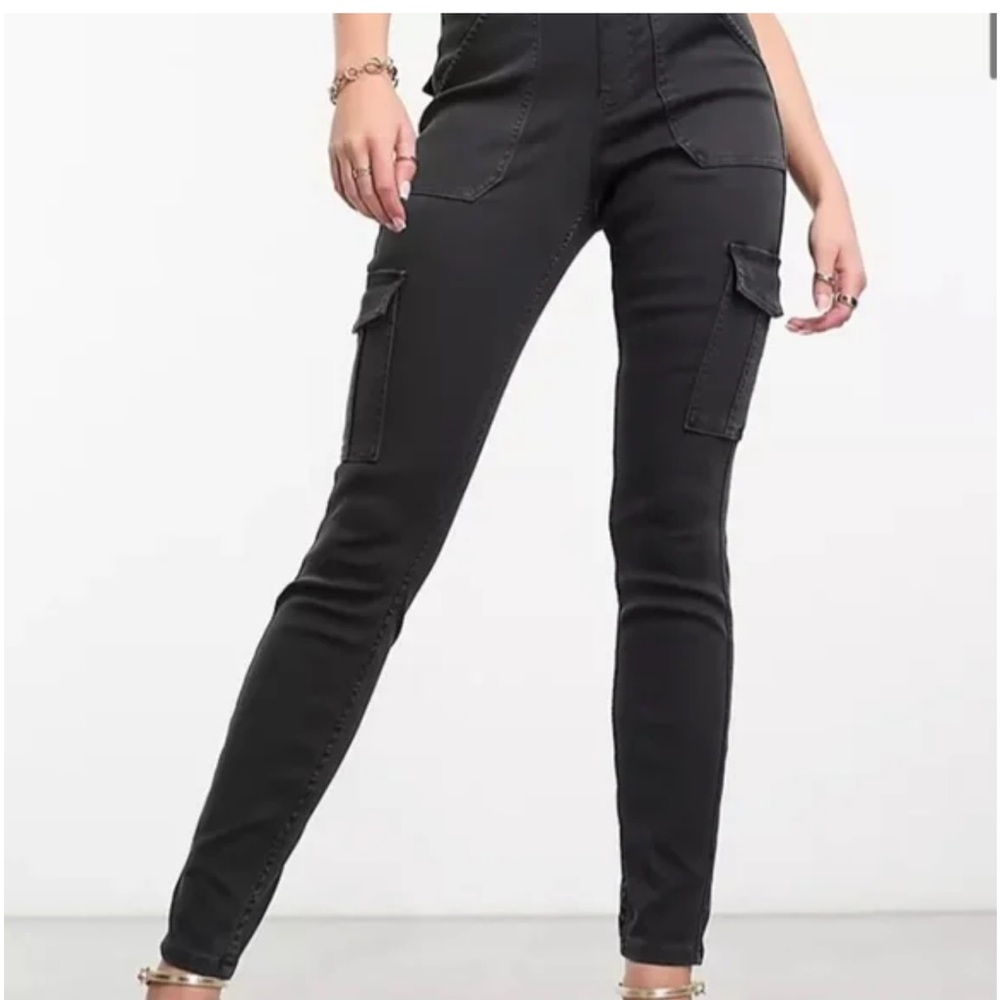 SPANX Washed Black Ankle Cargo Jeans